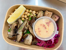 Load image into Gallery viewer, Monday: Chicken/Mushroom (V) Shawarma with Roasted Aubergine + Hummus
