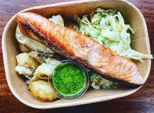 Load image into Gallery viewer, Monday: Pan-Seared Salmon, New Potatoes, Cabbage + Salsa Verde freeshipping - By Chef Jen
